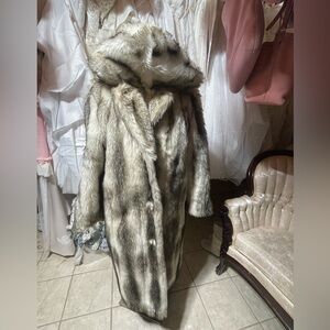 Tissavel of France hooded faux fur coat